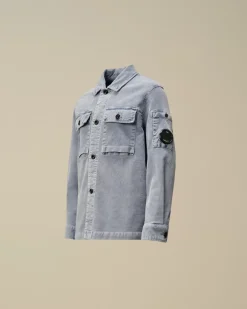 Clothing 4-8<C.P. Company U16 Cotton Stretch Corduroy Buttoned Lens Shirt Flint Stone – Blue