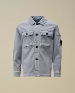 Clothing 10-14<C.P. Company U16 Cotton Stretch Corduroy Buttoned Lens Shirt Flint Stone – Blue