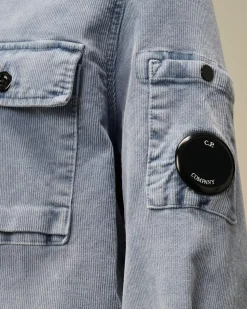 Clothing 10-14<C.P. Company U16 Cotton Stretch Corduroy Buttoned Lens Shirt Flint Stone – Blue