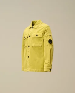 Clothing 4-8<C.P. Company U16 Cotton Stretch Corduroy Buttoned Lens Shirt Canton - Green