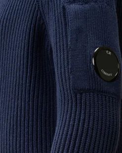 Clothing 4-8<C.P. Company U16 Cotton Zipped Lens Cardigan Estate Blue
