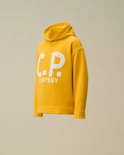 Clothing 4-8<C.P. Company U16 Diagonal Fleece Boxy Hooded Sweatshirt Golden Rod - Yellow