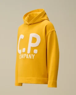 Clothing 10-14<C.P. Company U16 Diagonal Fleece Boxy Hooded Sweatshirt Golden Rod - Yellow