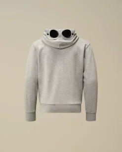 Clothing 4-8<C.P. Company U16 Diagonal Fleece Goggle Zipped Hooded Sweatshirt Grey Melange