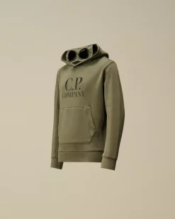 Clothing 4-8<C.P. Company U16 Diagonal Fleece Goggle Hooded Sweatshirt Grape Leaf – Green