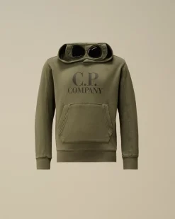 Clothing 4-8<C.P. Company U16 Diagonal Fleece Goggle Hooded Sweatshirt Grape Leaf – Green