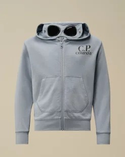 Clothing 10-14<C.P. Company U16 Diagonal Fleece Goggle Zipped Hooded Sweatshirt Flint Stone – Blue
