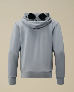 Clothing 10-14<C.P. Company U16 Diagonal Fleece Goggle Zipped Hooded Sweatshirt Flint Stone – Blue
