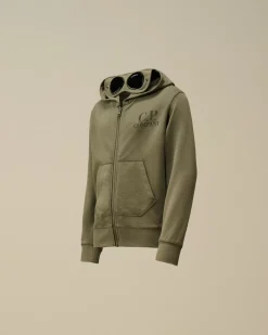 Clothing 4-8<C.P. Company U16 Diagonal Fleece Goggle Zipped Hooded Sweatshirt Grape Leaf – Green