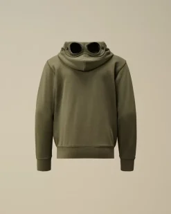 Clothing 4-8<C.P. Company U16 Diagonal Fleece Goggle Zipped Hooded Sweatshirt Grape Leaf – Green