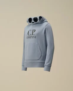 Clothing 4-8<C.P. Company U16 Diagonal Fleece Goggle Hooded Sweatshirt Flint Stone – Blue