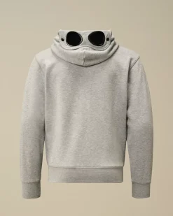 Clothing 10-14<C.P. Company U16 Diagonal Fleece Goggle Zipped Hooded Sweatshirt Grey Melange