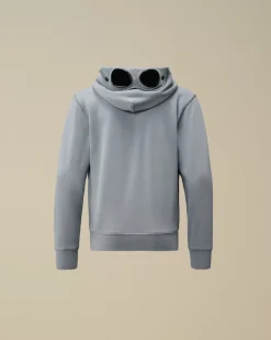 Clothing 4-8<C.P. Company U16 Diagonal Fleece Goggle Zipped Hooded Sweatshirt Flint Stone – Blue