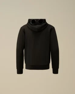 Clothing 4-8<C.P. Company U16 Diagonal Fleece Goggle Zipped Hooded Sweatshirt Black