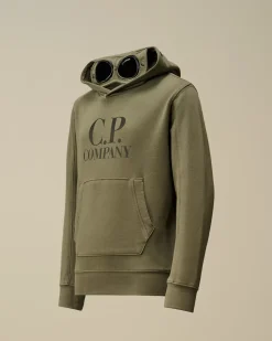 Clothing 10-14<C.P. Company U16 Diagonal Fleece Goggle Hooded Sweatshirt Grape Leaf – Green