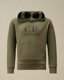 Clothing 10-14<C.P. Company U16 Diagonal Fleece Goggle Hooded Sweatshirt Grape Leaf – Green