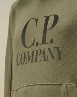 Clothing 10-14<C.P. Company U16 Diagonal Fleece Goggle Hooded Sweatshirt Grape Leaf – Green