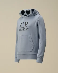 Clothing 10-14<C.P. Company U16 Diagonal Fleece Goggle Hooded Sweatshirt Flint Stone – Blue