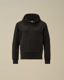 Clothing 4-8<C.P. Company U16 Diagonal Fleece Hooded Sweatshirt Black