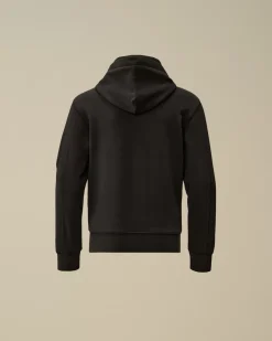 Clothing 4-8<C.P. Company U16 Diagonal Fleece Hooded Sweatshirt Black