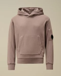 Clothing 10-14<C.P. Company U16 Diagonal Fleece Hooded Sweatshirt Purple Dove