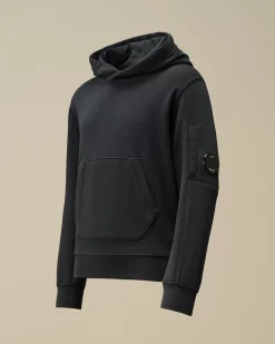Clothing 10-14<C.P. Company U16 Diagonal Fleece Hooded Sweatshirt Total Eclipse – Blue