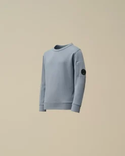 Clothing 2-3<C.P. Company U16 Diagonal Fleece Lens Crew Neck Sweatshirt Flint Stone – Blue