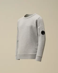 Clothing 10-14<C.P. Company U16 Diagonal Fleece Lens Crew Neck Sweatshirt Grey Melange