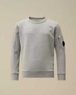 Clothing 10-14<C.P. Company U16 Diagonal Fleece Lens Crew Neck Sweatshirt Grey Melange