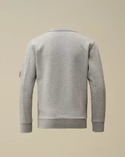 Clothing 10-14<C.P. Company U16 Diagonal Fleece Lens Crew Neck Sweatshirt Grey Melange