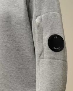 Clothing 10-14<C.P. Company U16 Diagonal Fleece Lens Crew Neck Sweatshirt Grey Melange