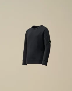 Clothing 2-3<C.P. Company U16 Diagonal Fleece Lens Crew Neck Sweatshirt Total Eclipse – Blue