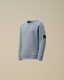 Clothing 4-8<C.P. Company U16 Diagonal Fleece Lens Crew Neck Sweatshirt Flint Stone – Blue
