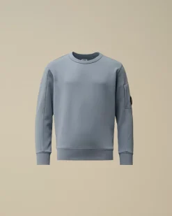Clothing 4-8<C.P. Company U16 Diagonal Fleece Lens Crew Neck Sweatshirt Flint Stone – Blue