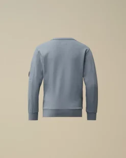 Clothing 4-8<C.P. Company U16 Diagonal Fleece Lens Crew Neck Sweatshirt Flint Stone – Blue
