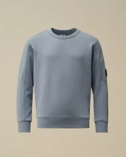 Clothing 10-14<C.P. Company U16 Diagonal Fleece Lens Crew Neck Sweatshirt Flint Stone – Blue