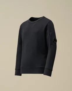 Clothing 10-14<C.P. Company U16 Diagonal Fleece Lens Crew Neck Sweatshirt Total Eclipse – Blue
