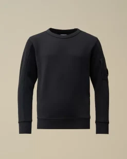 Clothing 10-14<C.P. Company U16 Diagonal Fleece Lens Crew Neck Sweatshirt Total Eclipse – Blue