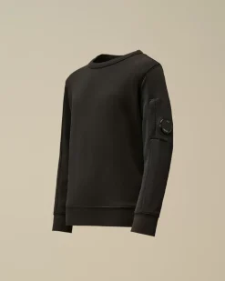 Clothing 10-14<C.P. Company U16 Diagonal Fleece Lens Crew Neck Sweatshirt Black