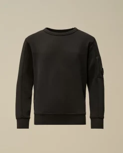 Clothing 10-14<C.P. Company U16 Diagonal Fleece Lens Crew Neck Sweatshirt Black