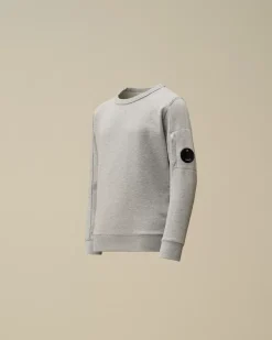 Clothing 4-8<C.P. Company U16 Diagonal Fleece Lens Crew Neck Sweatshirt Grey Melange