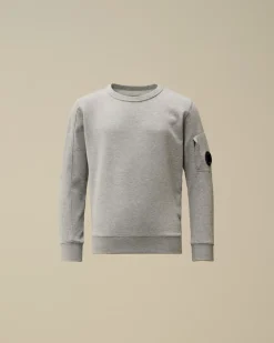 Clothing 4-8<C.P. Company U16 Diagonal Fleece Lens Crew Neck Sweatshirt Grey Melange