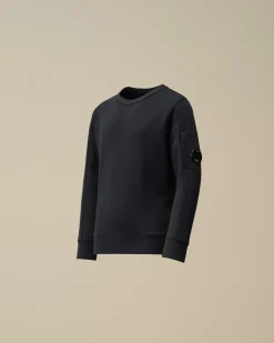 Clothing 4-8<C.P. Company U16 Diagonal Fleece Lens Crew Neck Sweatshirt Total Eclipse – Blue