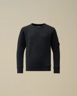 Clothing 4-8<C.P. Company U16 Diagonal Fleece Lens Crew Neck Sweatshirt Total Eclipse – Blue