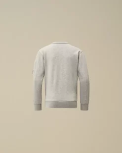 Clothing 2-3<C.P. Company U16 Diagonal Fleece Logo Crew Neck Sweatshirt Grey Melange