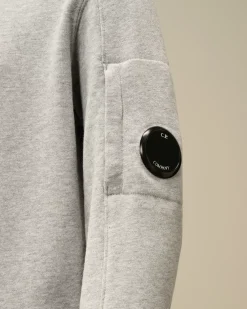 Clothing 2-3<C.P. Company U16 Diagonal Fleece Logo Crew Neck Sweatshirt Grey Melange