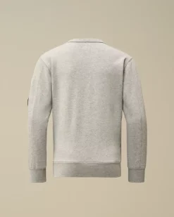 Clothing 10-14<C.P. Company U16 Diagonal Fleece Logo Crew Neck Sweatshirt Grey Melange