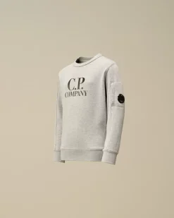 Clothing 4-8<C.P. Company U16 Diagonal Fleece Logo Crew Neck Sweatshirt Grey Melange
