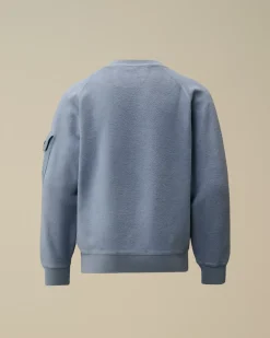 Clothing 10-14<C.P. Company U16 Diagonal Fleece Mixed Boxy Crew Neck Sweatshirt Flint Stone – Blue