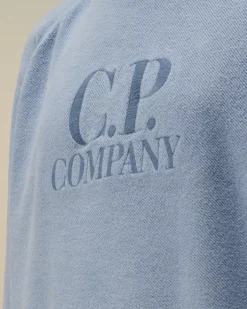 Clothing 10-14<C.P. Company U16 Diagonal Fleece Mixed Boxy Crew Neck Sweatshirt Flint Stone – Blue